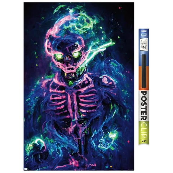 Wumples - Neon Skeleton Wall Poster, 22.375" x 34"