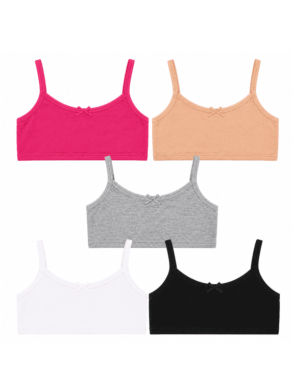 Training Bra 5 Pack Cotton Stretch Crop Cami Bralette (S-XL)
