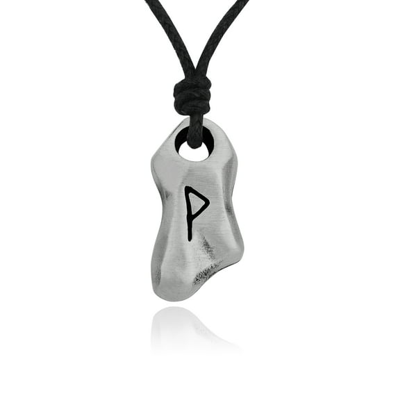 Wunjo Joy Symbol Meaning Viking Runes Silver Pewter Charm Necklace Pendant Jewelry With Cotton Cord