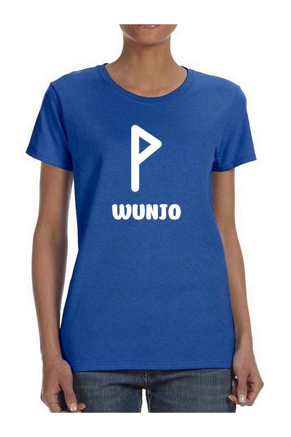 Wunjo Rune Meaning Joy Shaped T-Shirt Women -Image by Shutterstock, Female Small