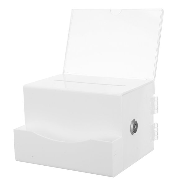 UPKOCH General Public Donation Box Suggestion Box White Acrylic 1Pcs