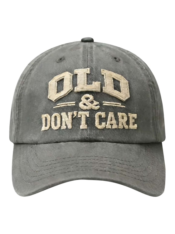 Adjustable Washed Cotton Baseball Headwear, Low Profile Cut, Letter Embroidery Accent Curved Brim Daily Casual Cap Gray One Size