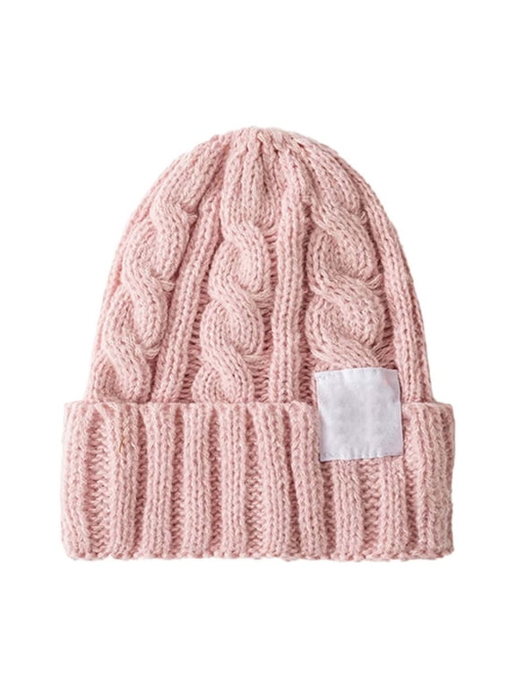 Beanie for Women Oversized Beanie Fleece Lined Beanie Knit Chunky Womens Snow Cap Snow Skull Cap Knit Hats for Women A Pink One Size