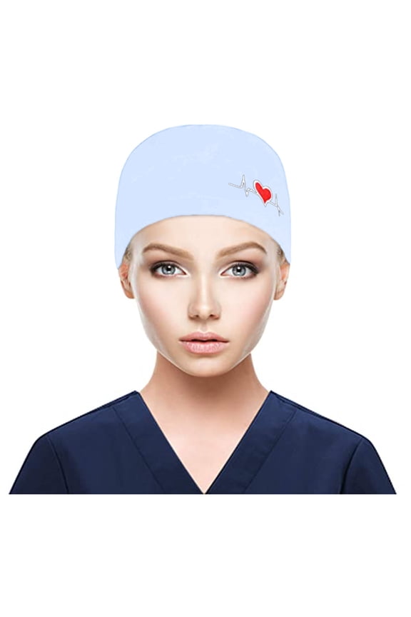 Cap Chef Hat Nurse Hats for Women Scrub Caps Women Satin Lined Scrub Hats Women Dental Caps for Women Nurse Hat Chef Hats for Women Scrub Cap Men Light Blue One Size