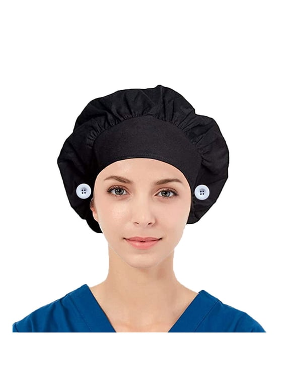 Cap Dental Scrub Caps Medical Caps for Women Surgical Cap Scrub Caps Women Satin Lined Scrub Caps Women Nursing Hats for Women Scrub Cap Men Working Hat Black One Size