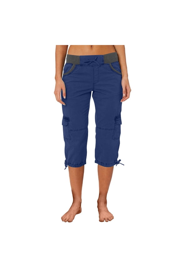 Capris Pants for Women Linen Pants Women Fishing Pants Lightweight Hiking Pants Elastic Waist Capris for Women Climbing Pants Women Pull On Pants Blue S