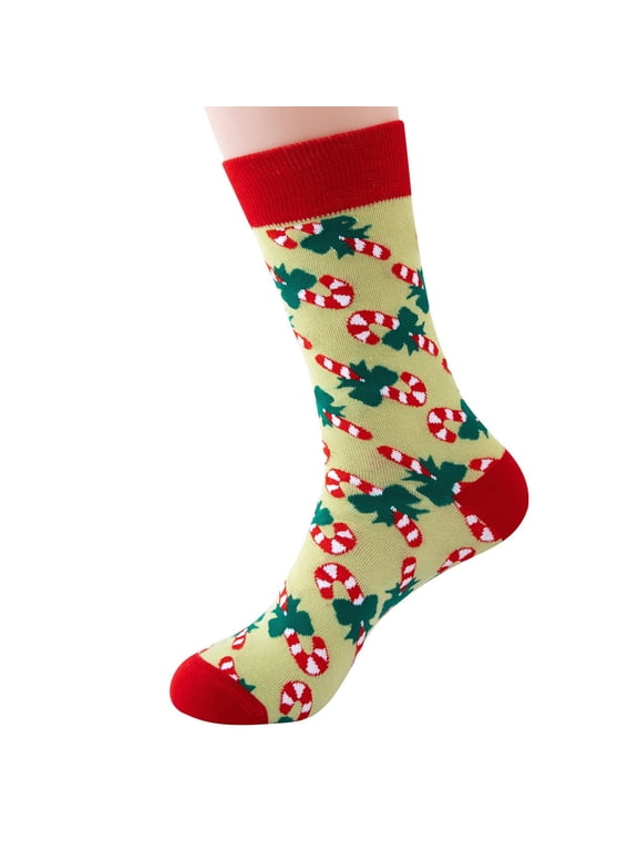 Christmas Socks, Unisex Crew Socks, Cotton Knit, Holiday Pattern, Mid‑Calf Length, Cozy Fit with Novelty Graphic Built for Daily Wear, Gift Ready A Green One Size