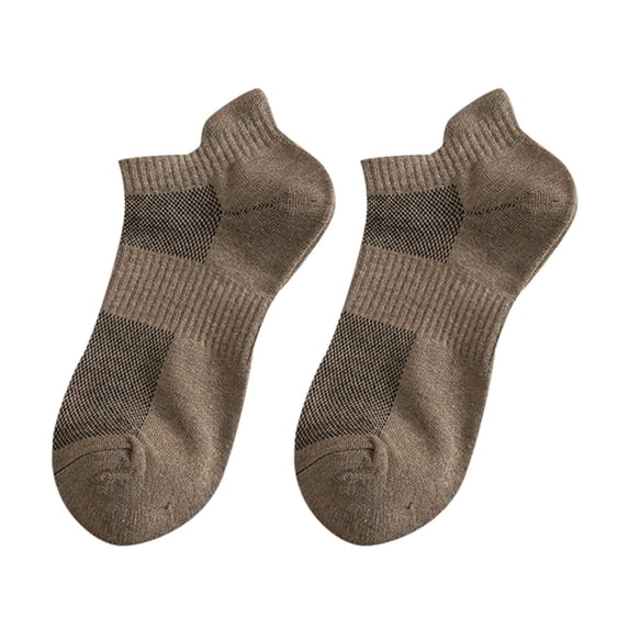 Wuphunn Cotton Mesh Low Cut Ankle Socks for Men, Heel Tab Design Breathable Athletic Daily Sports Socks Coffee A