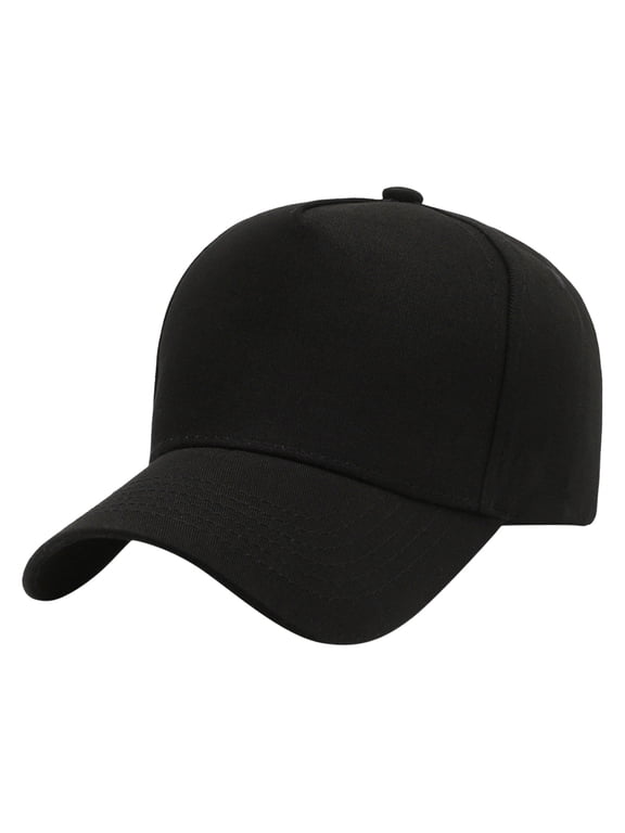 Cotton Solid Structured Baseball Cap, Adjustable Back Closure, Classic Casual Outdoor Headwear Lightweight Black One Size