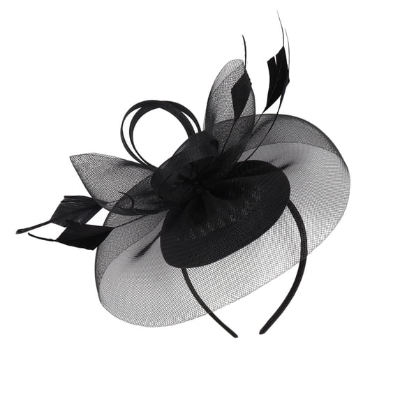 Wuphunn Feathered Derby Fascinator Hat Vintage Clip Headband with Feather Decor Spring Formal Tea Party Headwear Black One Size