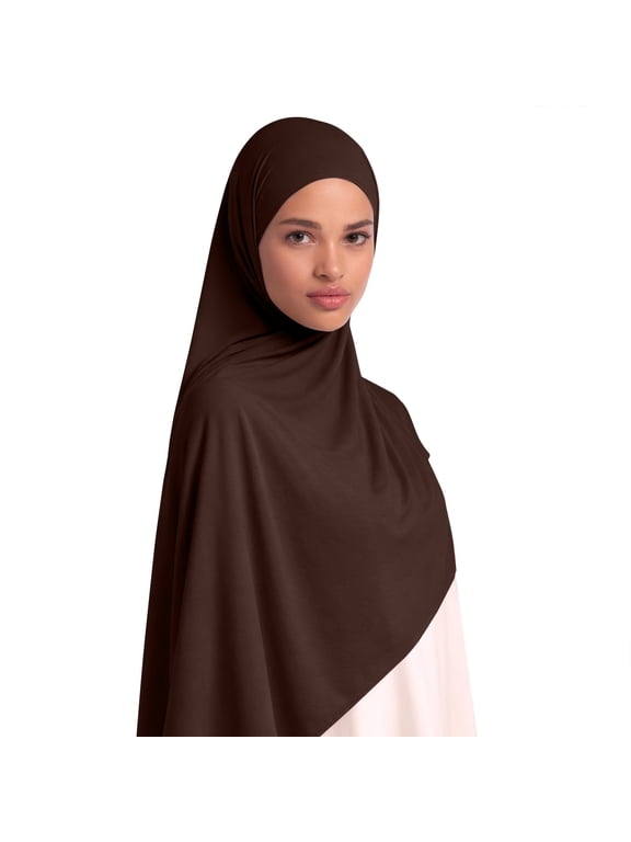 Instant Cotton Jersey Hijab, Head Scarf Head Wrap for Muslim Women, Prayer, All A Bronze One Size