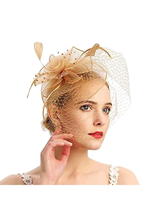 Kentucky Derby Hats for Women Fancy Hats for Women Party Hats Tea Hat Women's Fascinators Tea Party Hats for Women Feathered Derby Hats Women Fascinator Tea Party Hat Gold One Size