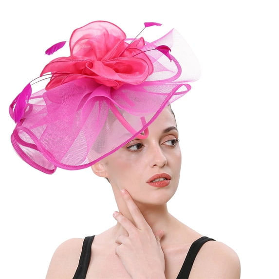 Wuphunn Kentucky Derby Hats for Women Tea Party Hat Fascinators Hats for Women Tea Party Tea Hat Feathered Derby Hats Women Fancy Hats for Women Derby Hats for Women Fascinator Hot Pink One Size
