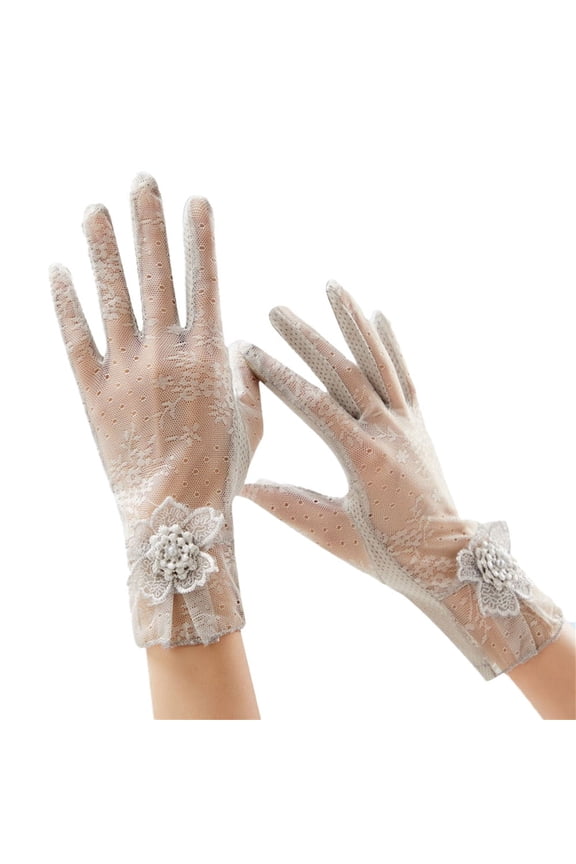 Lace Gloves Fancy Gloves Tea Party Gloves for Women Evening Gloves Princess Gloves Dress Gloves Wedding Gloves Prom Gloves Short Lace Gloves Bridal Gloves Gray One Size