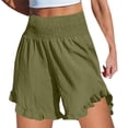 thumbnail image 1 of Wuphunn Linen Pants Women Lightweight Workout Gym Shorts Athletic Running Shorts Lounge Shorts Pull on Shorts Women Beach Cover up Shorts Linen Blend Summer Shorts Green M, 1 of 4