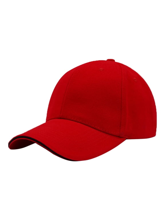 Men Women Unstructured Baseball Cap, Washed Cotton Low Profile Adjustable Dad Hat for Casual Outdoor Activities Red One Size