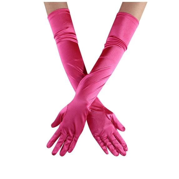 Wuphunn Opera Gloves Long Gloves Dress Gloves Elbow Gloves Tea Party Gloves for Women Princess Gloves for Women Fashion Gloves Prom Gloves Long Gloves Women Formal Hot Pink One Size