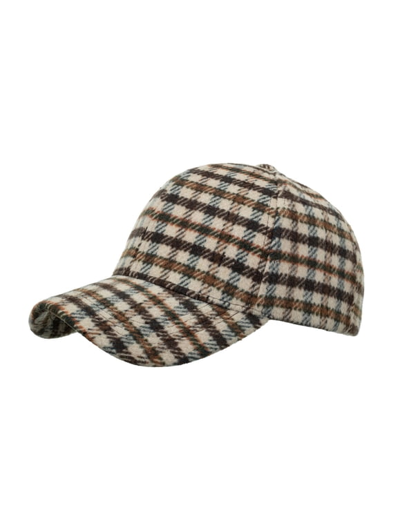 Plaid Checkered Woven Baseball Cap, Adjustable Low Profile Silhouette, Textured Vintage Dad Hat A One Size