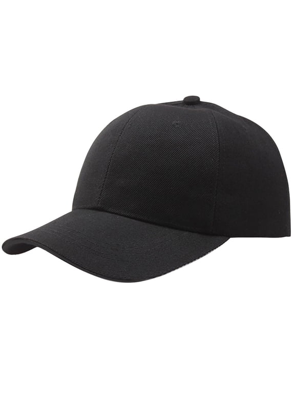 Plain Solid Structured Baseball Cap, Adjustable Back Closure, Classic Casual Outdoor Headwear Lightweight Black One Size
