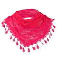 thumbnail image 1 of Wuphunn Sheer Mesh Rose Pattern Triangle Lace Head Scarf Tassel Edge Mantilla Veil Lightweight Chapel Church Covering Accessory For Wedding Ceremony Prayer Service Q1 Hot Pink One Size, 1 of 2