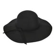 thumbnail image 1 of Wuphunn Solid Tone Felt Floppy Hat, Wide Brim Silhouette, Bowknot Band Vintage Retro Casual Outdoor Headwear Black One Size, 1 of 1