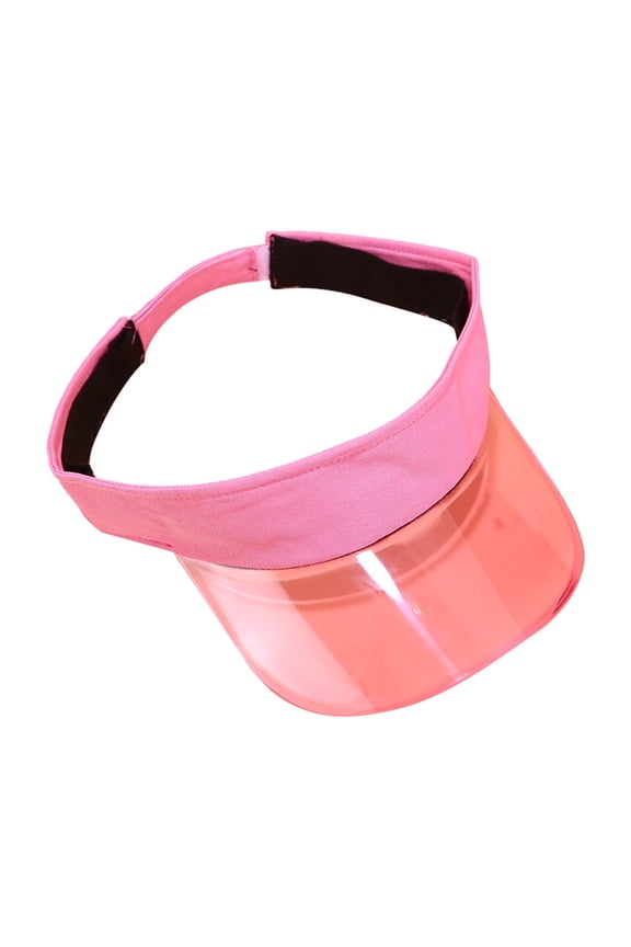 Solid Tone Transparent Visor Headwear, Open Top Silhouette, Flexible Adjustable Outdoor Sun Cap Lightweight Pink One Size