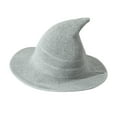 thumbnail image 1 of Wuphunn Solid Tone Witch Headwear, Knitted Wide Brim Pointed Hat, Flexible Construction Versatile Holiday Daily Use Gray One Size, 1 of 4