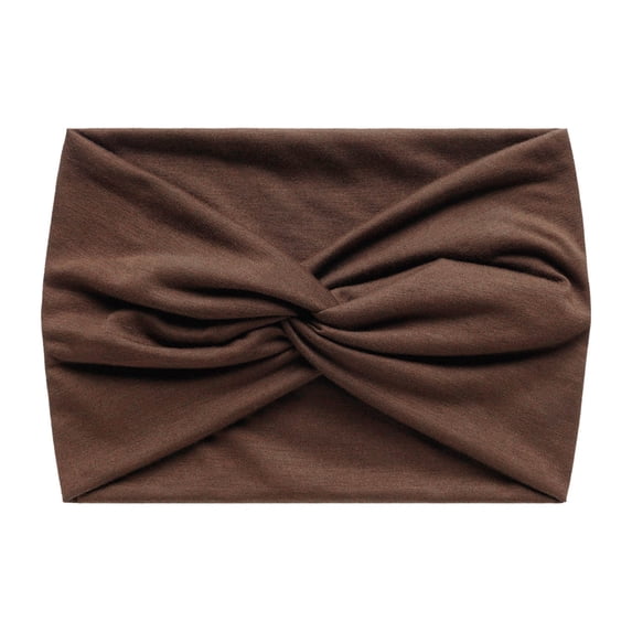 Wuphunn Stretchy Twist Knot Headband, plain Wide Soft for Women Daily Wear Yoga Workout A Brown One Size
