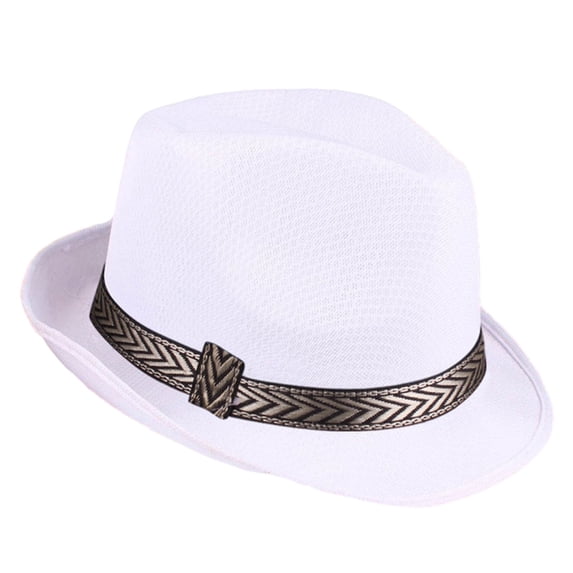 Wuphunn Summer Travel Fedora Hat, Unisex Short Brim Mesh Breathable Beach Headwear White A