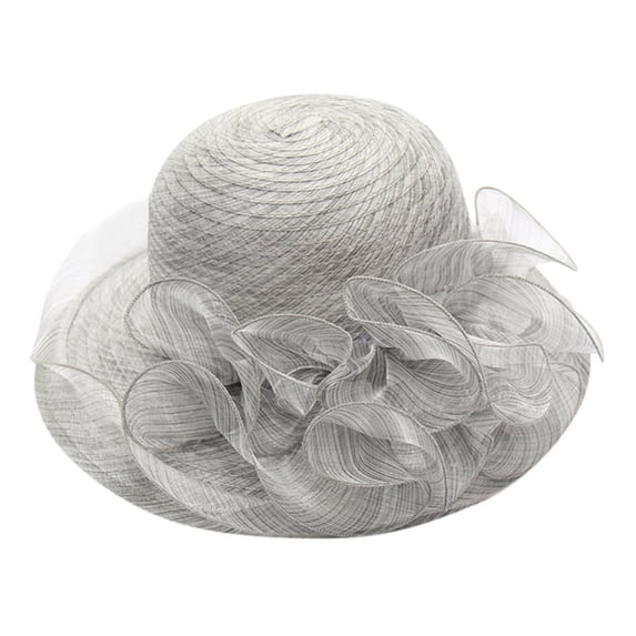 Wuphunn Sun Hats for Women Fedora Hats for Women Wide Brim Derby Hats for Women Hats for Women Fashionable Beach Accessories for Women High Tea Hat Organza Hat Gardening Hat Light Gray One Size