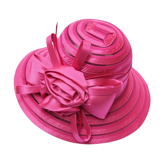 Wuphunn Sun Hats for Women Gardening Hat Derby Hats for Women Summer Hat High Tea Hat Sunday Hat Sun Hat Fancy Hats for Women Summer Fedora Hats for Women Packable Sun Hat Hot Pink One Size