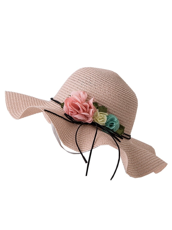 Sun Hats for Women Gardening Hat Wide Brim Sun Hat Adjustable Hat Summer Fedora Hats for Women Tea Party Hats for Women Ladies Sun Hats Beach Hats for Women High Tea Hat Pink One Size