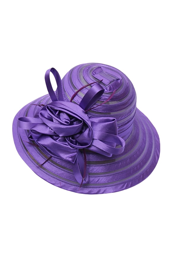 Sun Hats for Women Hats for Women Fashionable Organza Hat Straw Hat Straw Hats for Women Sun Hat Packable Sun Hat Kentucky Derby Hats for Women Sunday Hat Adjustable Hat Purple One Size