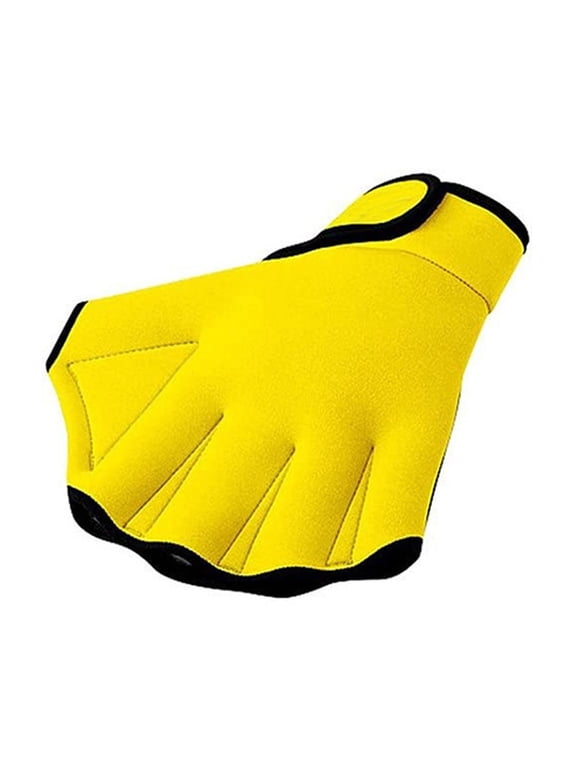 Swimming Training Webbed Gloves, Unisex Water Resistance Pool Exercise Accessory Yellow L