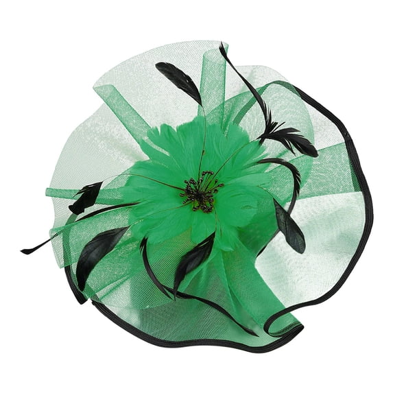 Wuphunn Tea Party Fascinator Hats for Womens 50s Floral Feather Headwear Derby Hats for Wedding Cocktail Party Hat Green One Size