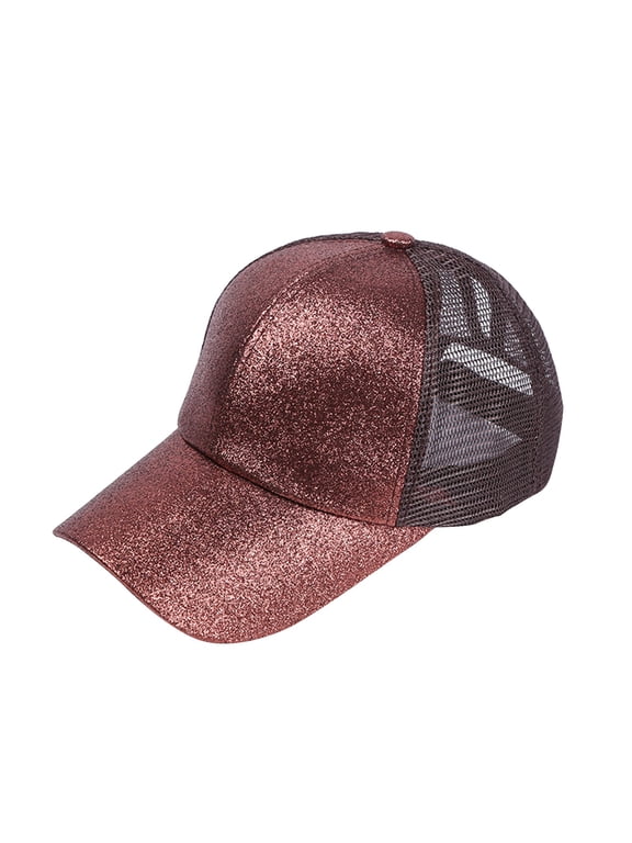 Trendy Glitter Trucker Hat for Women, Breathable Mesh Baseball Cap, Fashionable Sun Protection Casual Hats for Daily Use Coffee One Size