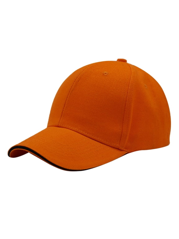 Unisex Washed Cotton Low Profile Dad Hat, Unstructured Curved Brim Baseball Cap with Adjustable Metal Buckle Orange One Size