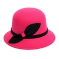 thumbnail image 1 of Wuphunn Vintage Cloche Bowler Hat for Women, Bow Decor Short Brim Fashion Dress Hat, Stylish Formal Ladies Hats Hot Pink One Size, 1 of 2