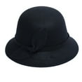 thumbnail image 1 of Wuphunn Vintage Cloche Hat for Women, Elegant Bow Decor Short Brim Dress Hat, Stylish Formal Hats for Church Tea Party Daily Occasions Black One Size, 1 of 2