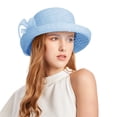 thumbnail image 1 of Wuphunn Women Elegant Tea Party Dress Bowler Cloche Bucket Derby Church Hat Q1 Light Blue One Size, 1 of 4