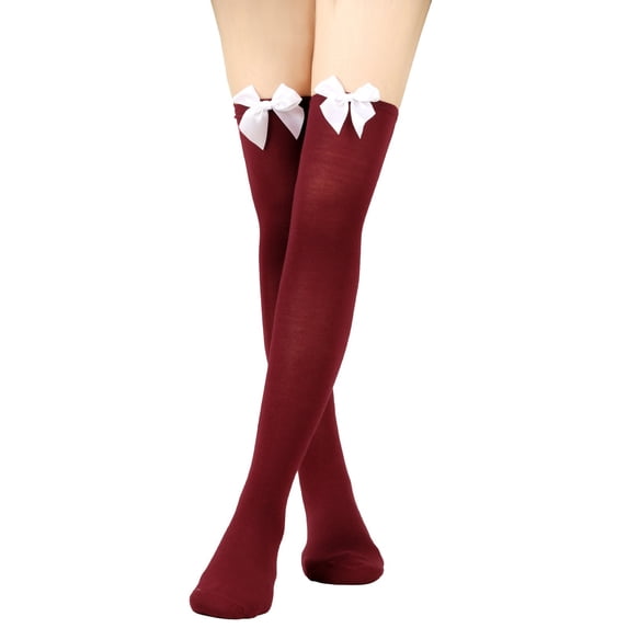 Wuphunn Women Fashion Thigh High Socks, Solid Knit Over Knee Stockings Suitable for Daily & Cosplay K One Size