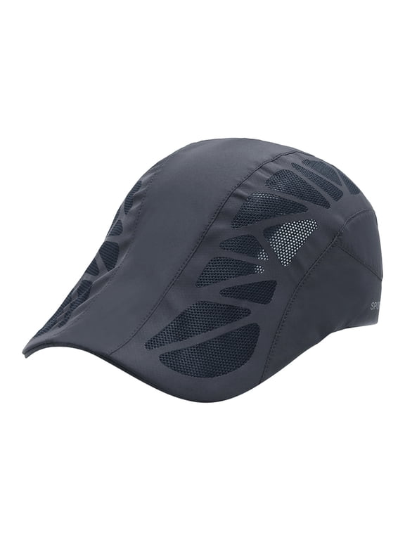 Women Lightweight Quick Dry Flat Cap with Breathable Laser Cut Mesh, Unisex Summer Outdoor Casual Ivy Newsboy Hat Dark Gray One Size