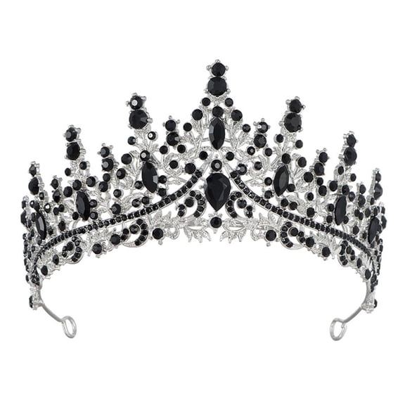 Wuphunn Women Queen Tiara Crown, Elegant Bridal Wedding Headpiece for Prom Pageant Party Black One Size