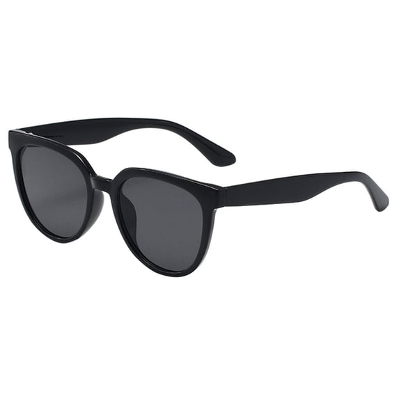Wuphunn Women Retro Rounded Cat Eye Sunglasses, Vintage Fashion Casual Outdoor Daily Shades Black One Size
