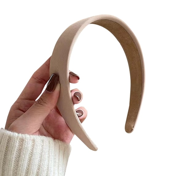 Wuphunn Women Ribbed Fabric Padded Hard Headband, Solid Color No Teeth Wide Hair Hoop Accessories Khaki One Size