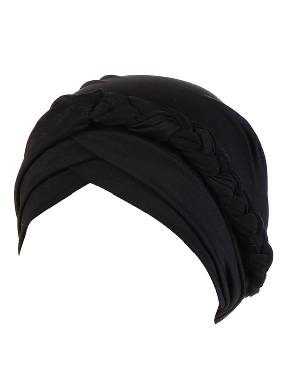 Women Soft Stretchy Turban Head Wrap Chemo Headwear Hair Loss Sleep Hat Daily Alopecia Casual Head Covering Cap Q2 Black One Size