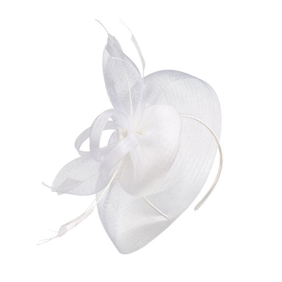 Wuphunn Women Special Occasion Pillbox Headpiece Sheer Mesh Face Veil Ribbon Feather Decor Fascinator Hat With Detachable Headband Hair Clip For Derby Bridal Tea Party Q1 White 1 One Size
