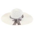 thumbnail image 1 of Wuphunn Women Wide Brim Crochet Straw Hat, Floppy Beach Sun Hat with Leopard Print Ribbon Bow, Foldable Vacation Headwear Beige One Size, 1 of 1