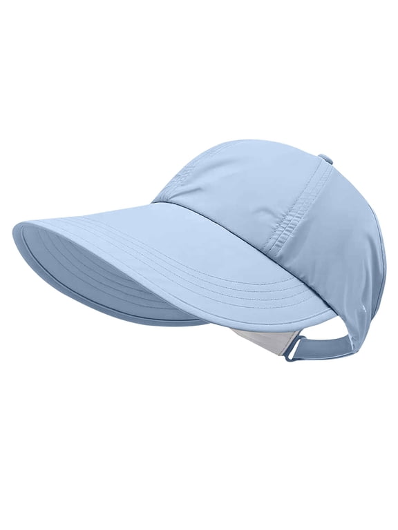 Women Wide Brim Ponytail Baseball Cap, Quick Dry Adjustable Outdoor Sports Hat Sky Blue A