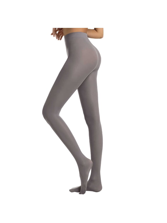 Women's Solid Color Semi Opaque Footed Tights, High Waist Matte Stretch Pantyhose A L